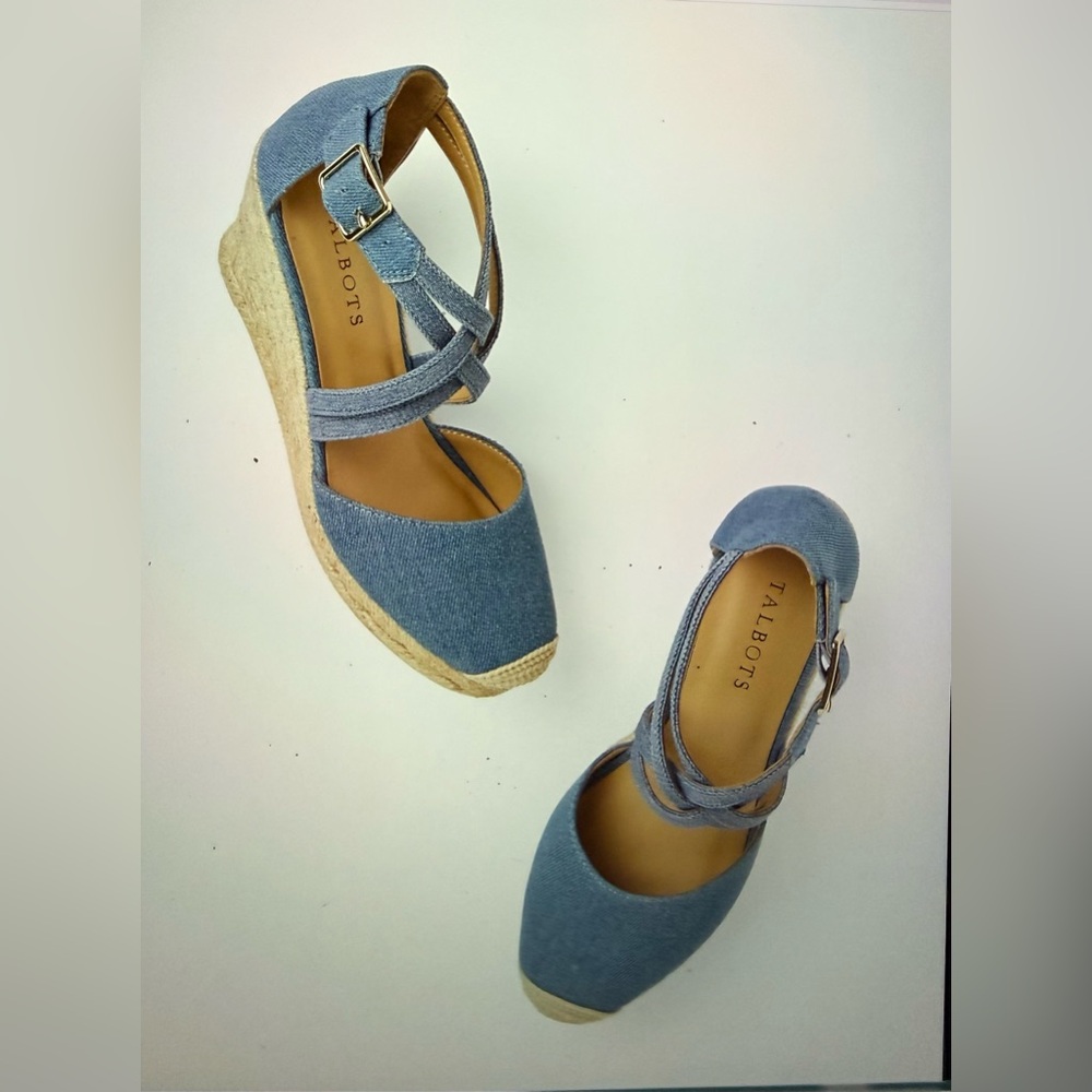 Talbots Lyndsay Espadrille Wedges - Chambray NWT